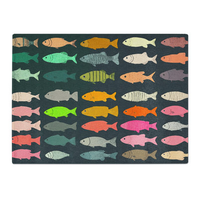 Fish Pattern  Glass Chopping Board