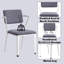 Chaise de bureau à finition blanche avec tissu gris foncé, dossier haut, siège fixe, coussin rembourré, structure en métal, superbe siège, structure de siège, revêtement en tissu, bordure industrielle,-1524377211