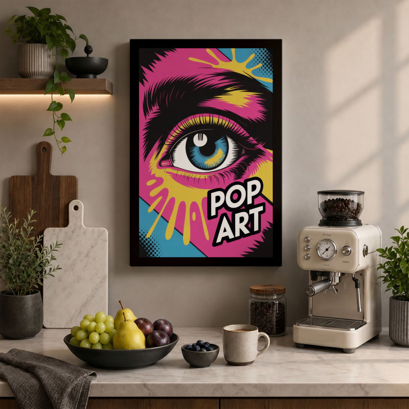 Eye Pop Art - Wrapped Canvas, 36x24 - 91.4 x 61.0 cm, Teal Border