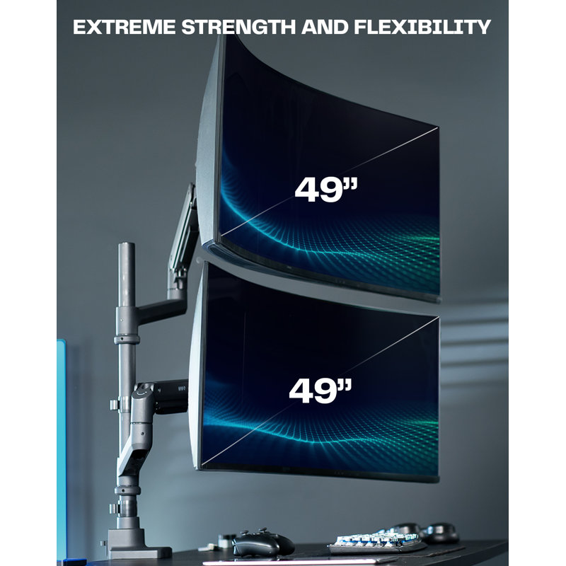 Vivo Pneumatic Arm Dual Ultrawide Monitor Desk Mount For Computer Screens To 49"