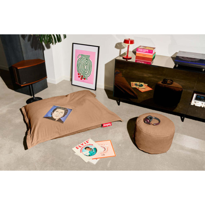 Point Recycled Cord Ottoman, Teddy Bear