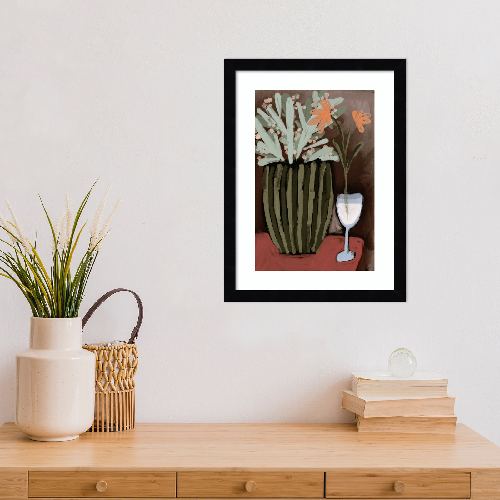 Lyn "Floral Still Life No. 4" Print, Black, 17" H x 13" W