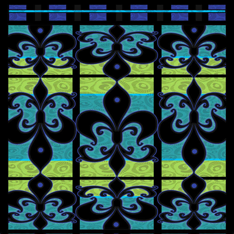 Gina Rivas Design Peacock Patch Greens - impression sur toile tendue, H 20 po x l 20 po, Cadre simple argenté, Oui
