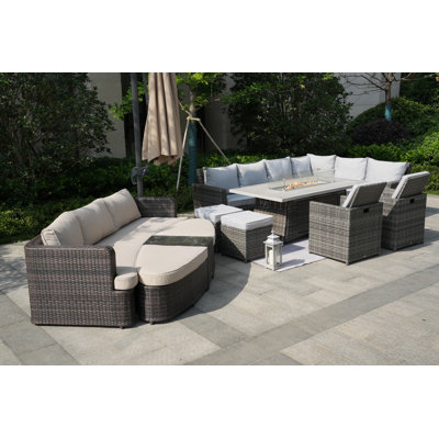 Alseepa 15 - Person Modular Patio Conversation Set with Cushions