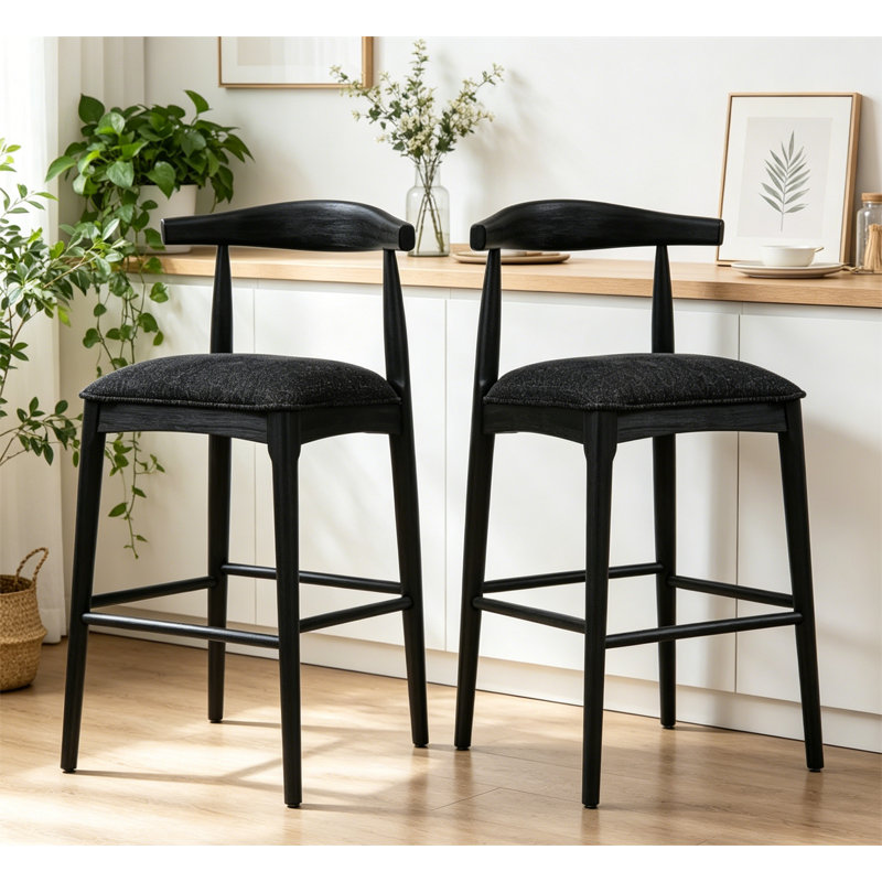 Ensemble de tabouret de comptoir moderne, Noir, Tabouret de comptoir (siège d'une hauteur de 26,5, Noir