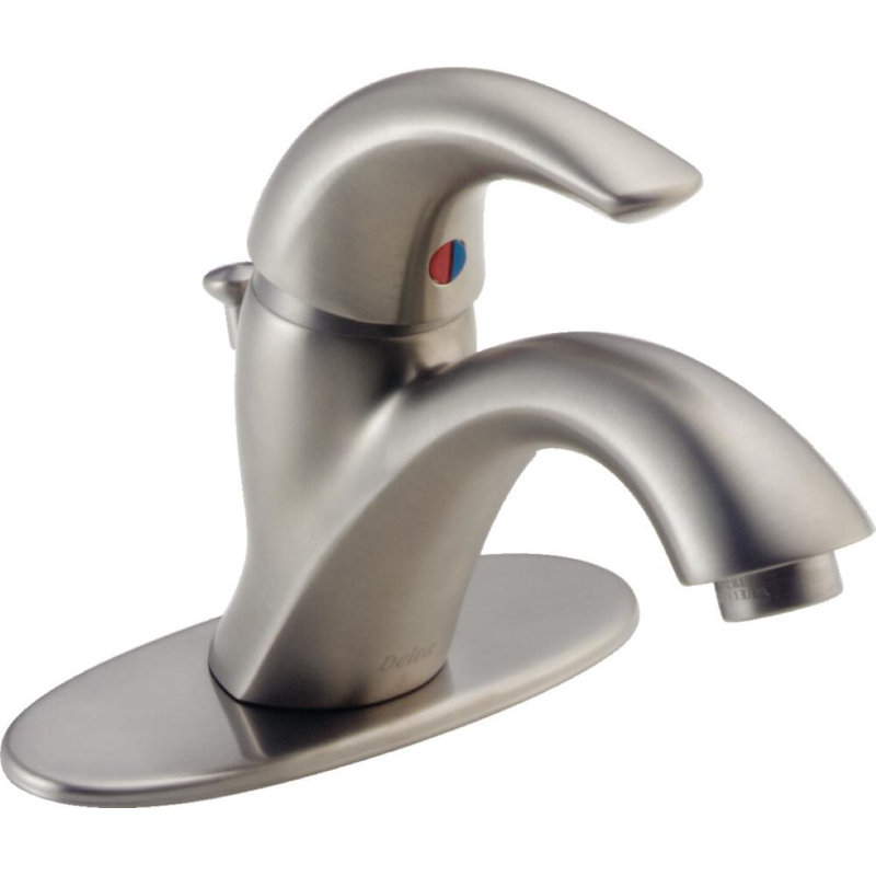 Classic Single Hole Bathroom Faucet with Drain Assembly, Single Handle Bathroom Sink Faucet, Brilliance Stainless