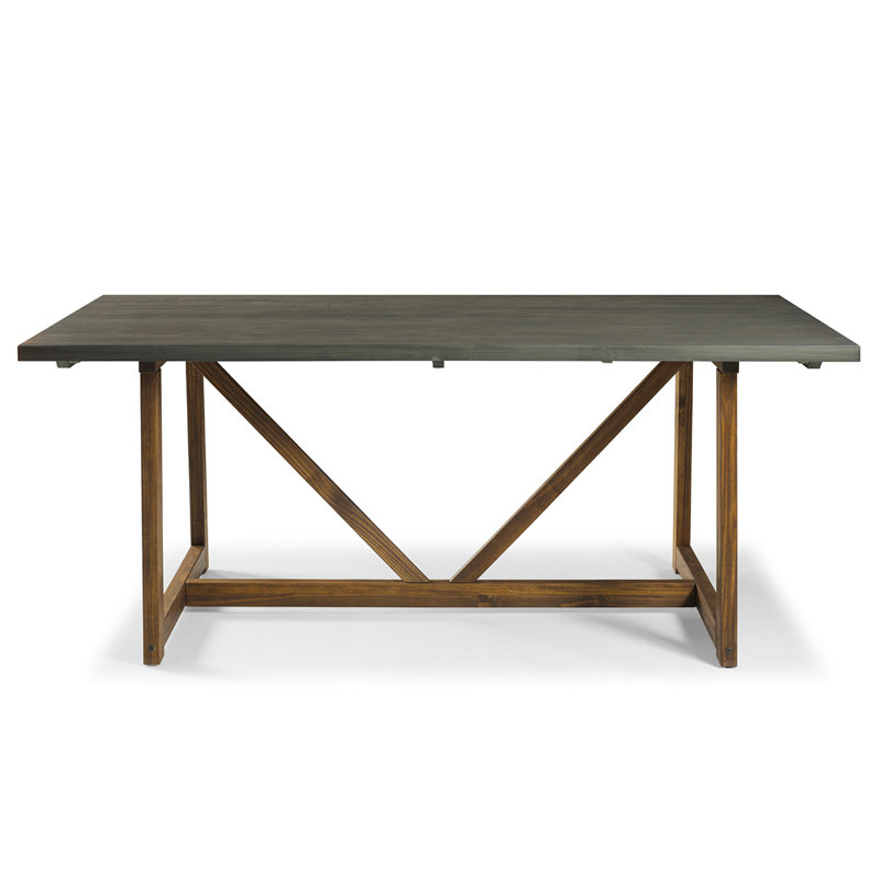 Gray Rectangular Solid Wood Dining table