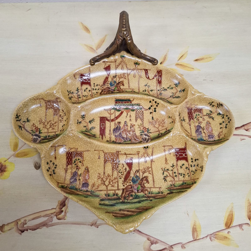 Porcelain Five Sectioned Dish With Bronze Kings Court