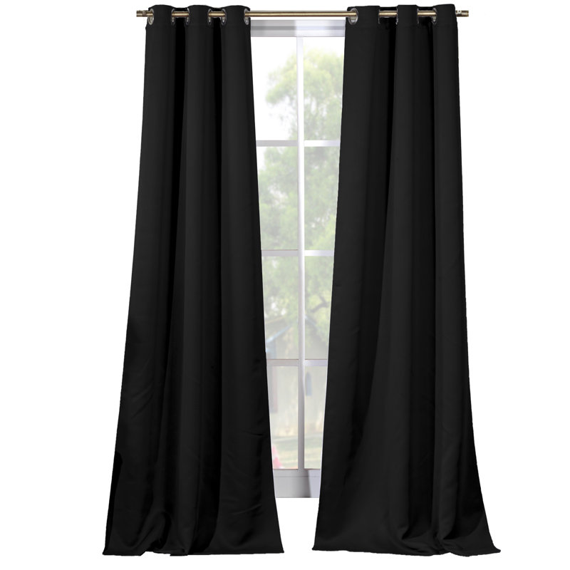 Crispin Blackout Curtains / Drapes Pair, Black