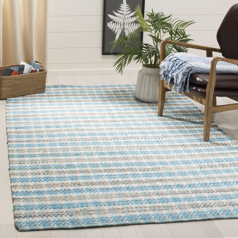 Ingleside Hand Woven Cotton Striped Rug, Rectangle 5' x 8'