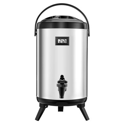 Distributeur de boissons isotherme, serveur à boisson thermique en acier inoxydable de 2 gallons / 7,6 L avec robinet et affichage de la température, convient aux boissons chaudes et froides, au thé et à l'eau dans les cafés et restaurants, argent
