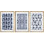 Carré bleu géométrique et formes abstraites à motifs abstraits, art bohémien bleu marine, 3 pièces-119461116-94434245-94434246