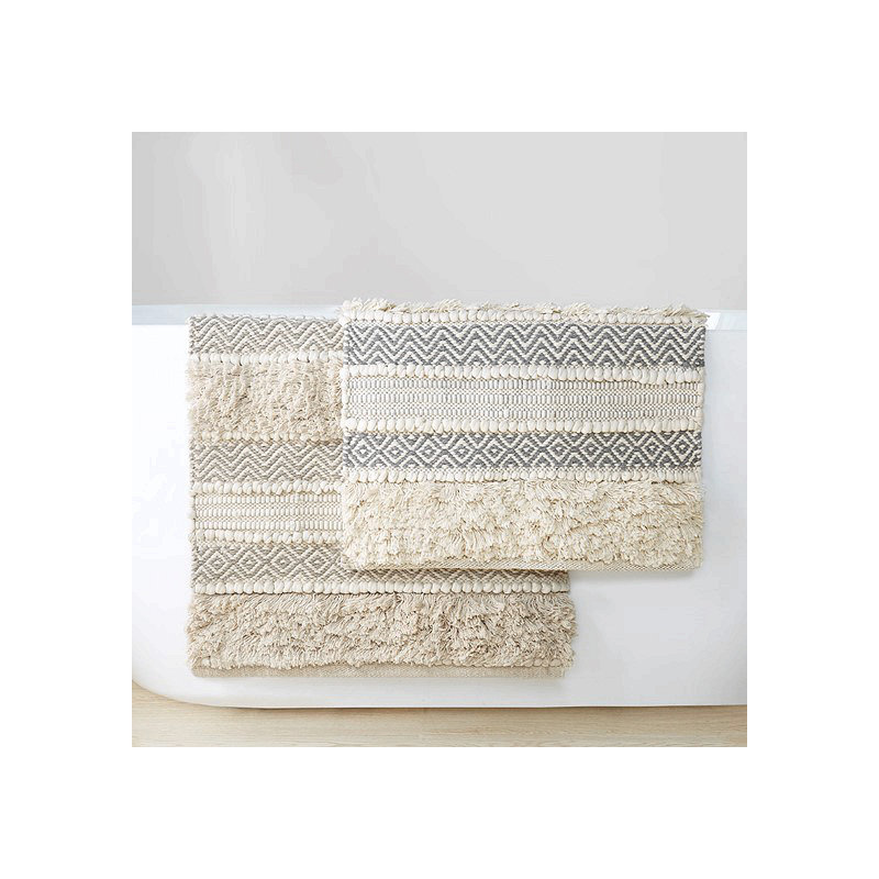 Woven Texture Stripe Bath Rug Grey 22X58"