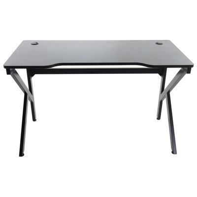 Solid Wood Top Metal Base Computer Desk