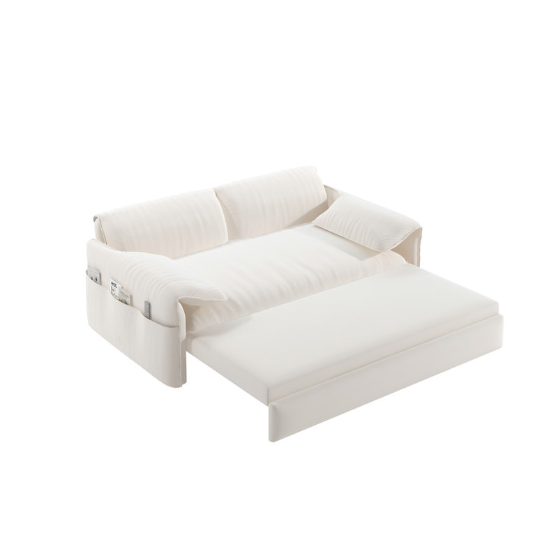 Canapé-lit convertible polyvalent avec rangement et confort suprême, Beige