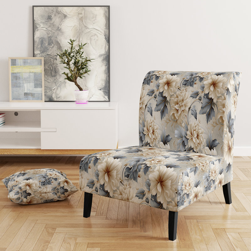 Rustic Victorian Brocade Victorian Pattern - Upholstered Floral Accent Chair Cottage Side Chair