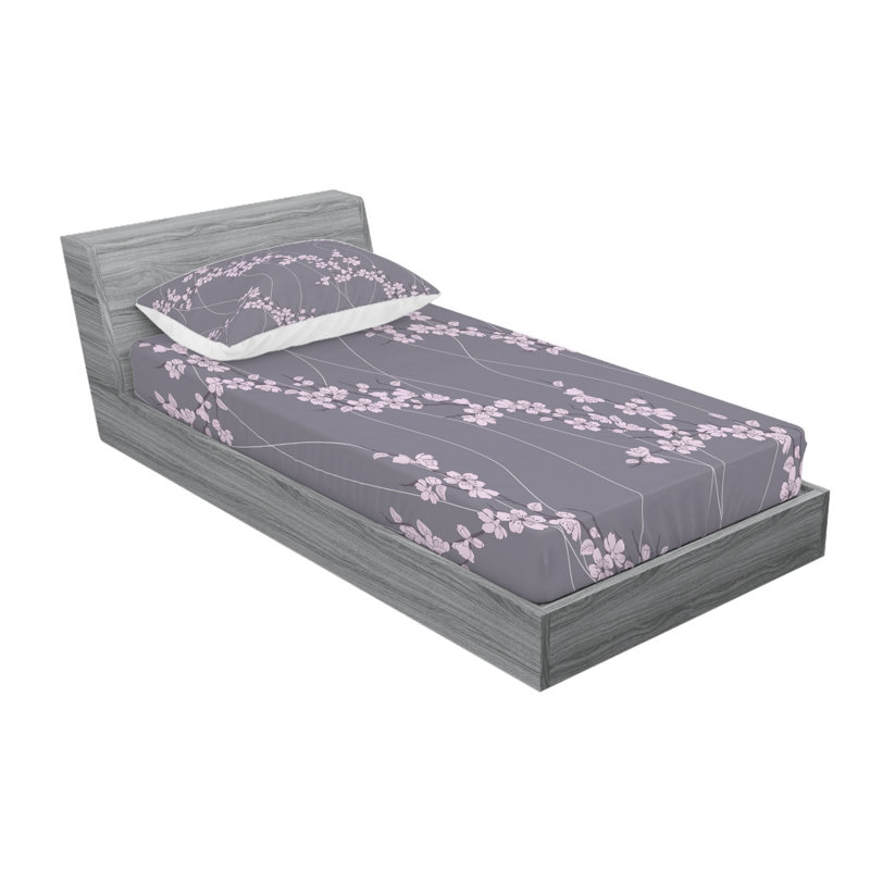 Microfiber Floral Sheet Set, Twin Sheet Set + Fitted Sheet + 1 Pillowcase