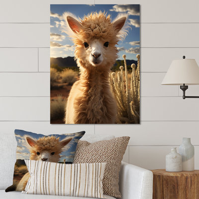 «Llama Vibrant Portrait II», reproduction d'art sur métal