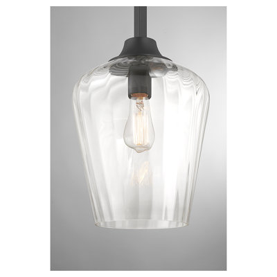 Luminaire suspendu en forme de cloche à 1 lumière Norborne en noir mat