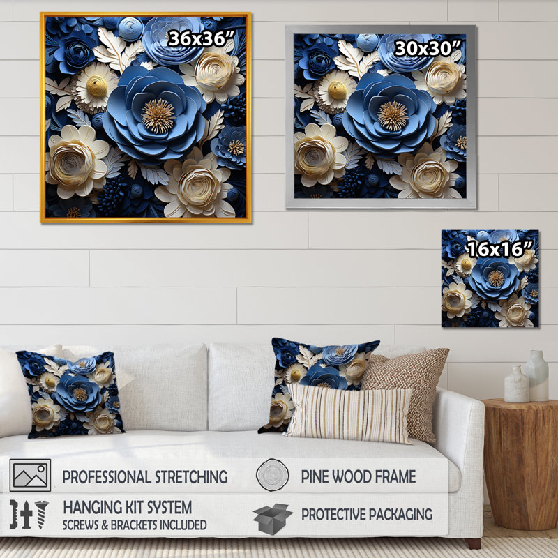 Ranunculus Bouquet IV sur toile, H 24 po x l 24 po x P 1 po, Cadre flottant noir