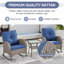 Ensemble de conversation pour causeuse en osier 5 pièces avec chaises berçantes et foyer d'extérieur Esquer-498772586-498772587
