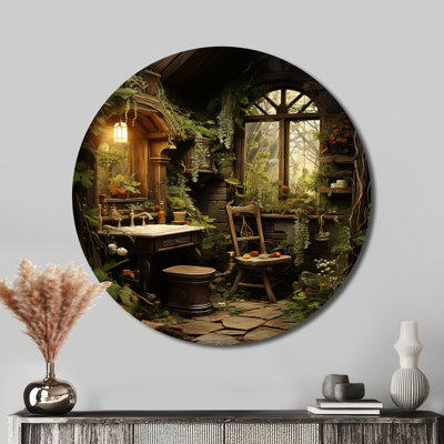 Salle de bain rustique Woodland Retreat IV - Humour, décoration murale ronde en métal