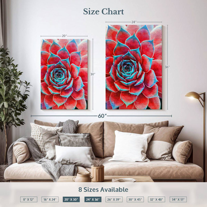 Harnek Crimson Succulents, 36" H x 24" W