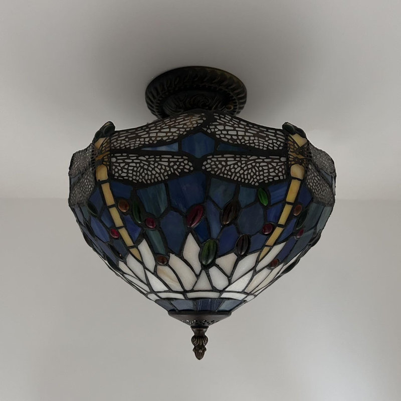 Tiffany Glass Semi Flush Mount
