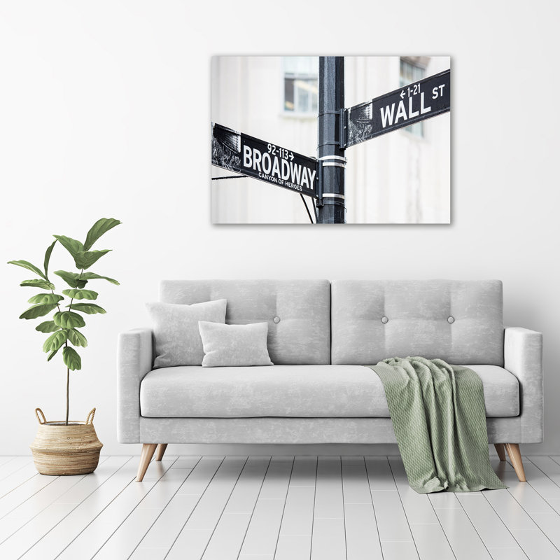 Wall Street Sign - No Frame Print on Glass