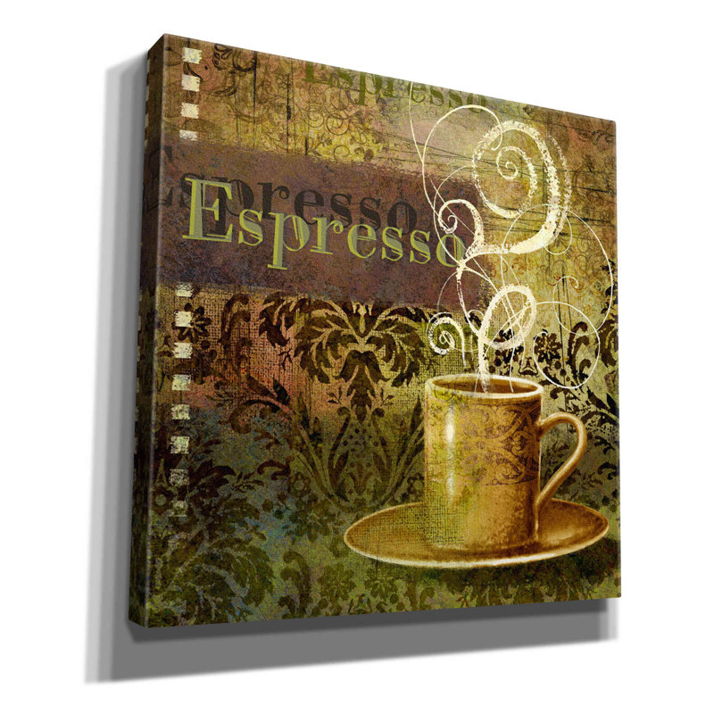 «Coffee 3 Espresso» par Viv Eisner, art mural sur toile, H 18 po x l 18 po x P 0,75 po
