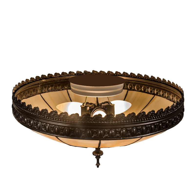 Vincent 3 - Light Flush Mount, 8" H x 15" W x 15" D, Beige Opal, Brown