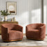 Fauteuil demi-tonneau pivotant avec dossier ergonomique et pieds en bois massif Merry