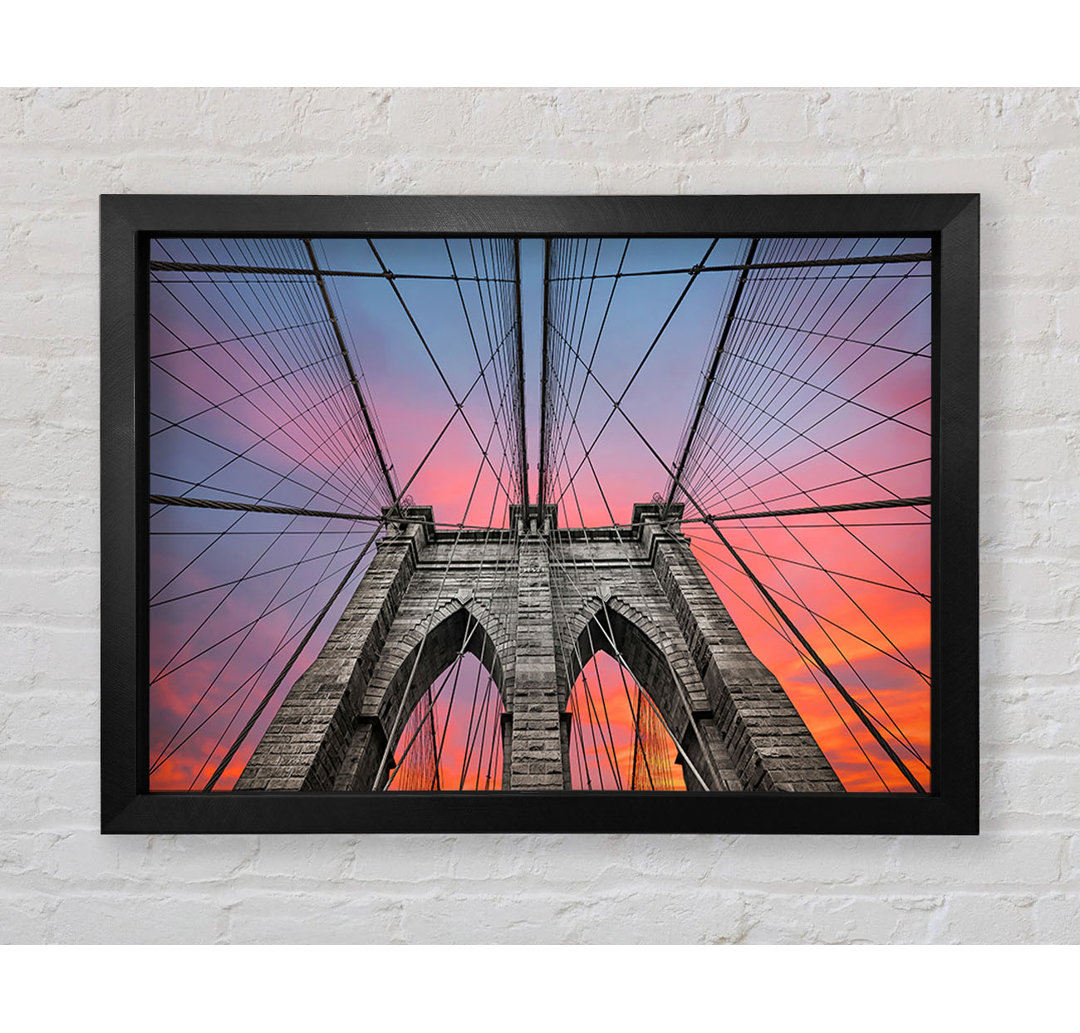 Feuerhimmel über der Brooklyn Bridge - Druck