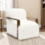 Chaise d'appoint de style contemporain 1 pièce en fausse fourrure douce d'inspiration rétro avec accoudoirs courbés en bois siège et dossier serrés au fini blanc-1632672576