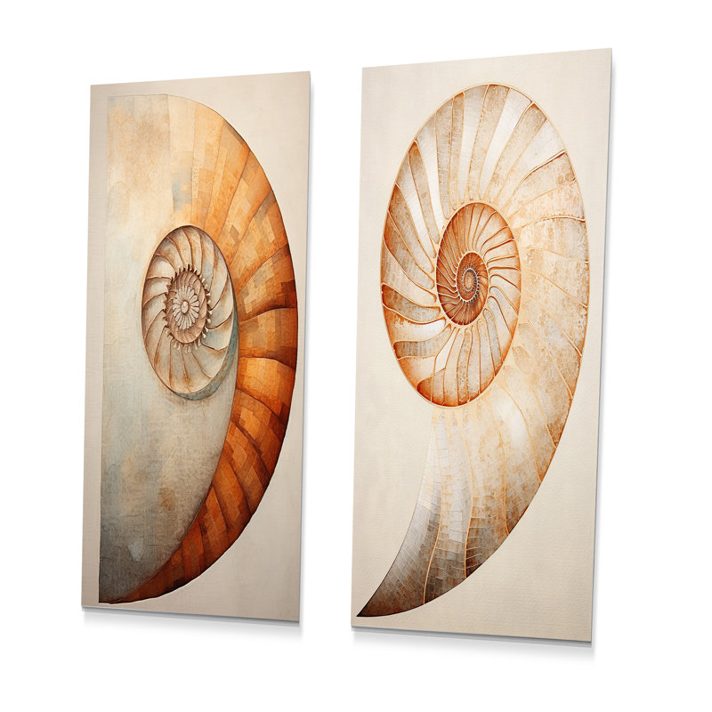 Cuivre cuivré spirales Nautilus - ensemble de 2 décorations murales en métal Nautilus, H 32 po x l 32 po