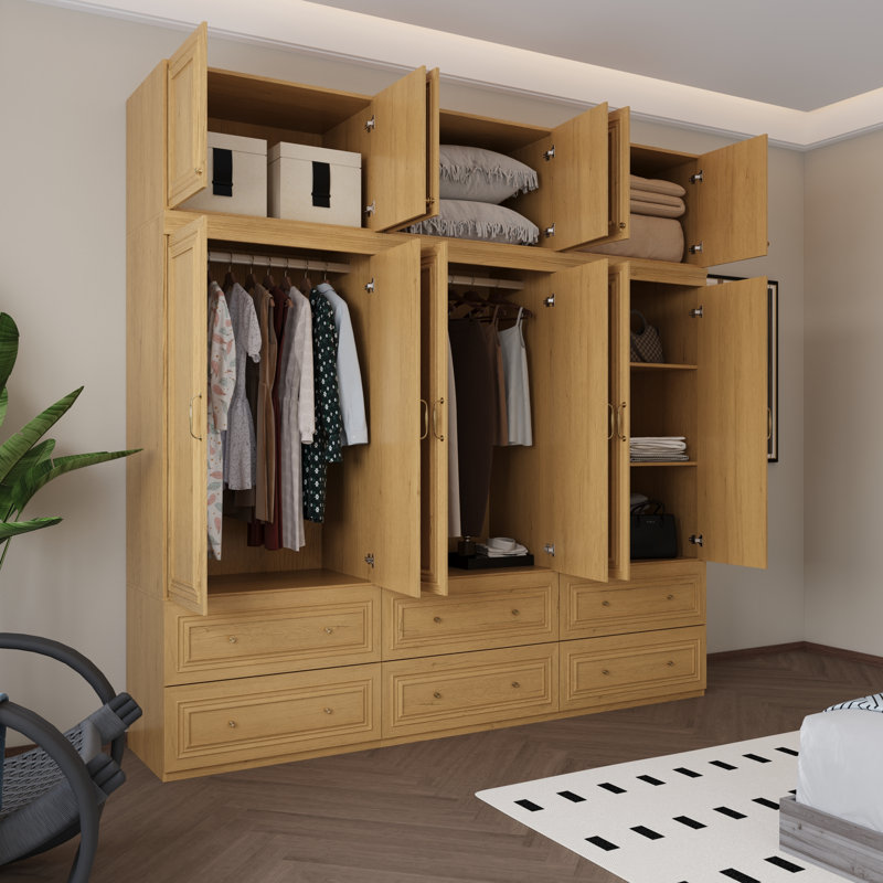 95 " W Stainless Steel Standard Wardrobe, Oak
