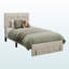 Lit plateforme tapissier simple avec tiroirs de rangement en lin transitionnel beige