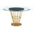 Milleigh 5 Piece Round Glass Dining Table Set with Metal Frame and Upholstered Chairs-744596575