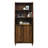 Engineered Wood Mid-Century Modern Wide Bookcase With Storage, Brown