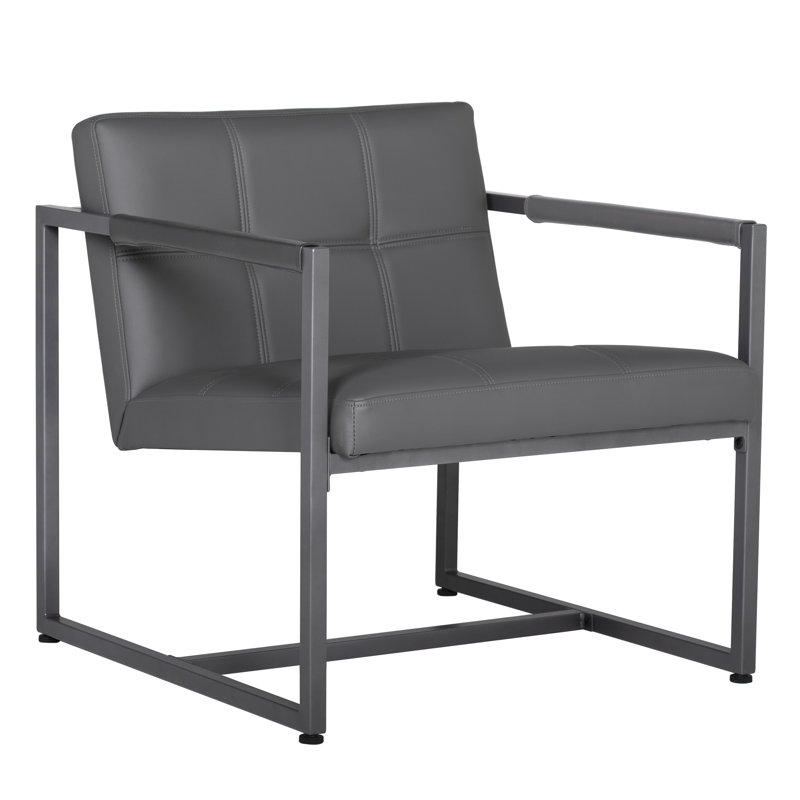 Holbeach Faux Leather Armchair, Pewter Faux Leather