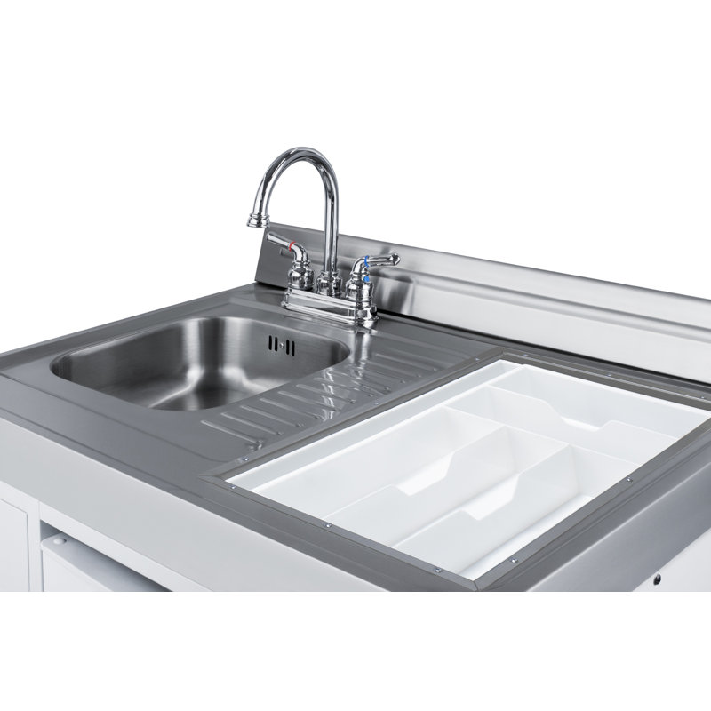 Summit 72" White All-in-One Kitchenette with Gas Range and Sink