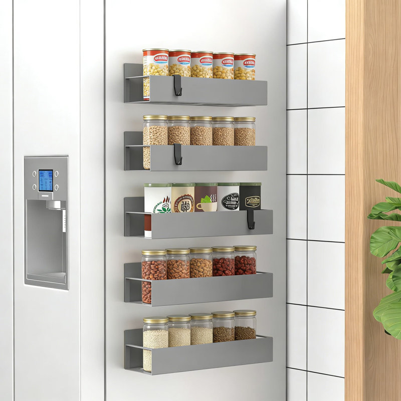 Ensemble de 6 étagères à épices magnétiques, rangement compact pour réfrigérateur et porte de four, organisateur de cuisine robuste pour pots à épices et condiments