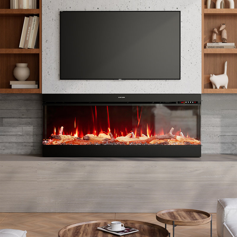 Brayden Studio 125.5cm W Black Electric Fireplace with 5120 BTU