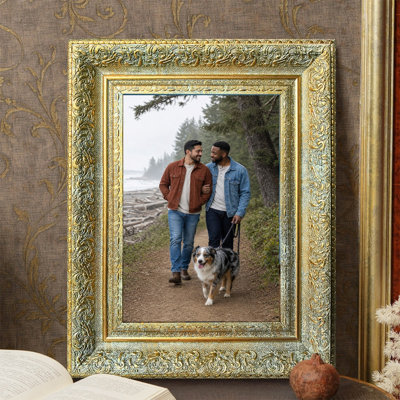 Antique Gold 3 PCS 5" x 7" Gallery Inspired Picture Frame with Horizontal or Vertical Display