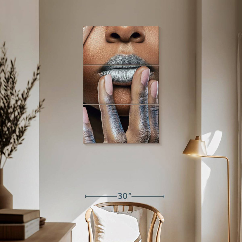 Shuttleworth Metallic Silver Lips, 57" H x 36" W