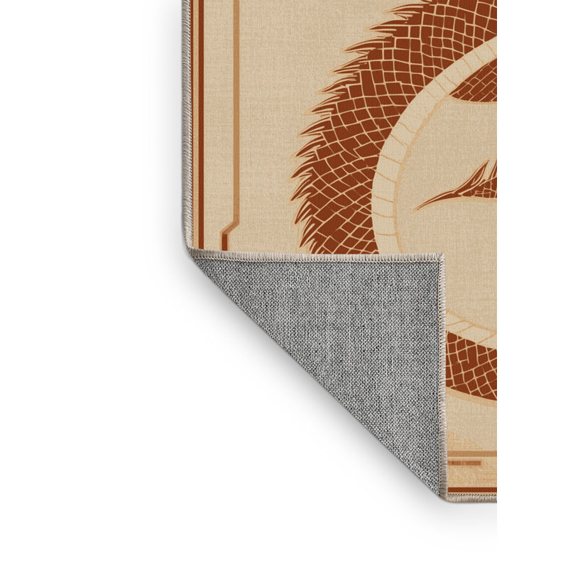 Tapis oriental classique beige / beige lavable à la machine Paizlea, 6 X 9