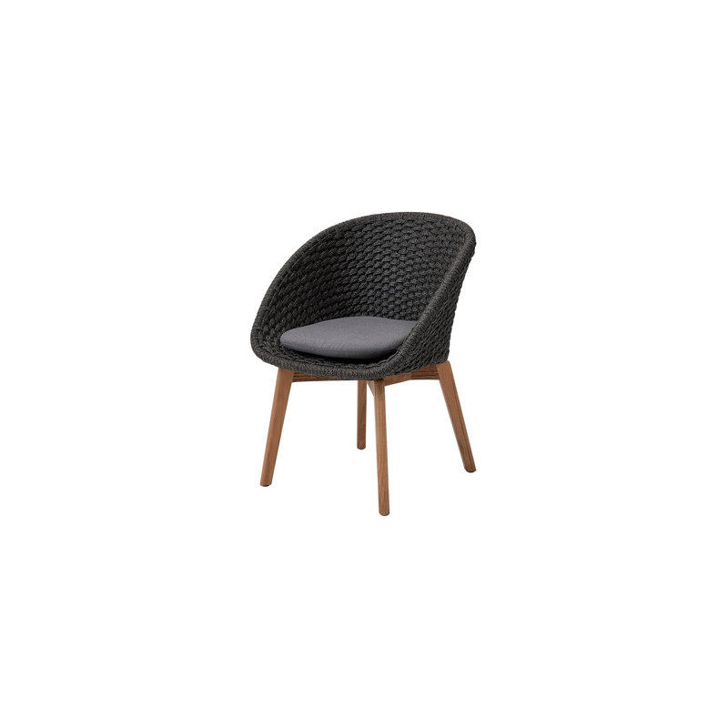 Peacock Patio Dining Side Chair with Cushion, Dark Gray Frame/Gray Cushion