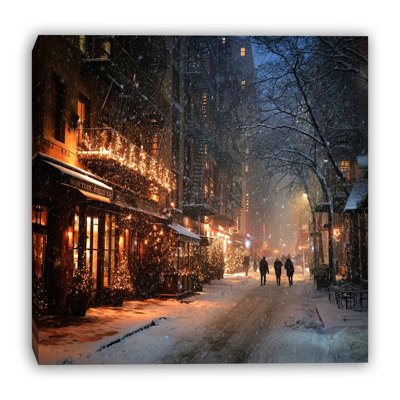 Holiday Night City Lane Wrapped Canvas Wall Art