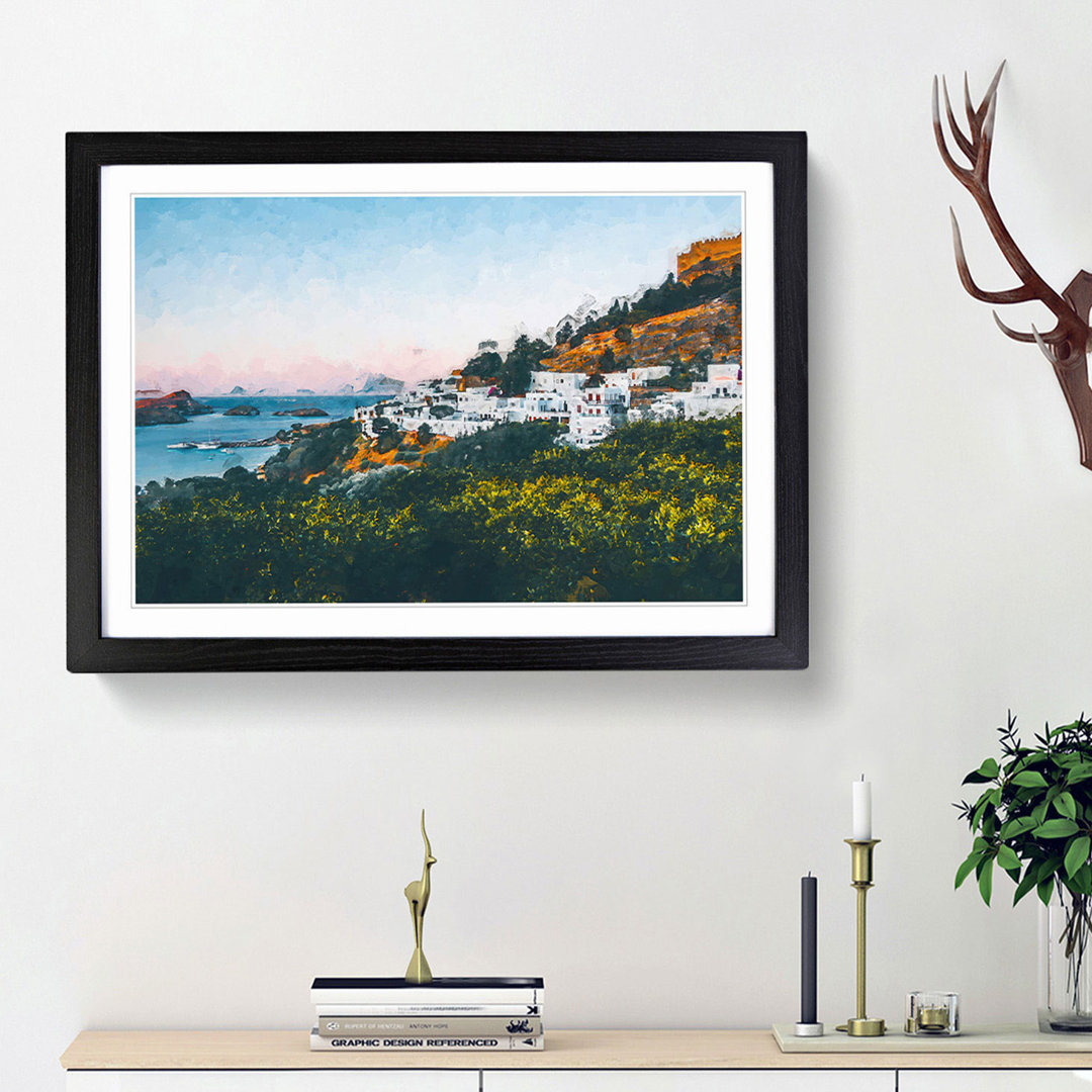 The Island of Rhodes in Greece in Abstract - Picture Frame Graphic Art Print