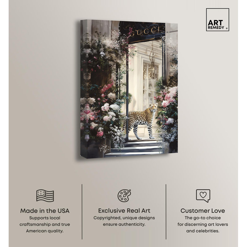 Elegant Flower Storefront Canvas with Leopard, 10" x 15"